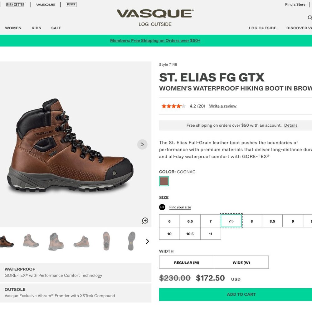 [NWT] VASQUE - St. Elias FG GTX Women’s Waterproof Hiking Boot - Picture 4 of 12